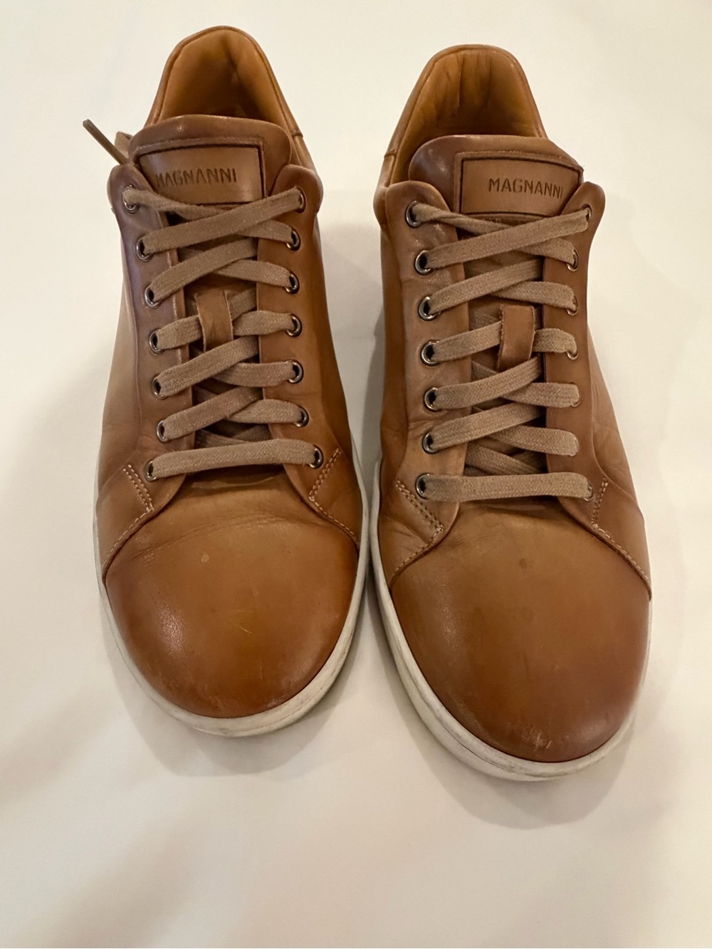 Magnanni Cognac Leather Low Top Sneakers 9.5M